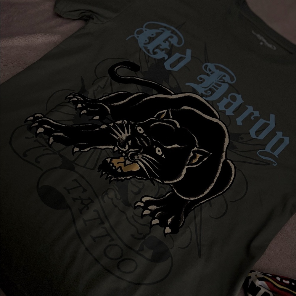 brand new (with tag) size S forest green Ed Hardy with black panther design